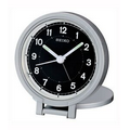 Seiko Black Round Travel Alarm Clock w/ Beep Alarm (3"x2 3/4"x7/8")